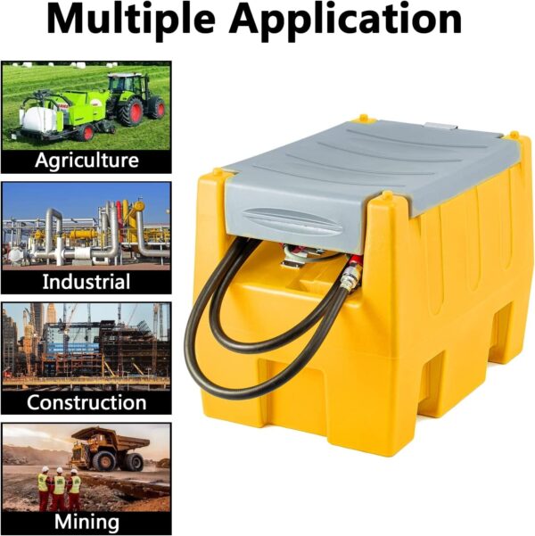 3957ee91c2bf4b73a09b6aca5ef3429c TECSPACE 58 Gallon Gasoline Tank, Portable Fuel Tank with 12V Electric Fuel Transfer Pump, 40 GPM Gasoline Fuel Tank with 4 Meters Hose for Gasoline Transportation (Yellow, 58 gal)