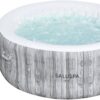 Bestway SaluSpa Fiji AirJet Large Round 2 to 4 Person Inflatable Hot Tub Portable Outdoor Spa with 120 AirJets and EnergySense Cover, Grey