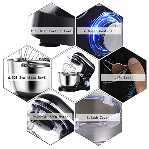 39b1485d647b4412a9c4b0a173219d2a Aucma Stand Mixer, 6.5-QT 660W 6-Speed Tilt-Head Food Mixer, Kitchen Electric Mixer