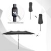 15ft Patio Umbrella with Solar Lights, Large Double Umbrella Outdoor, Rectangle 180''x106'' Umbrellas with 156 PCS LED Lights and Crank Handle for Backyard Deck Pool Shade in Black(1.9" Pole)
