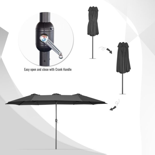 39b90837ec0046ef94d1f2b93a7ad889 15ft Patio Umbrella with Solar Lights, Large Double Umbrella Outdoor, Rectangle 180''x106'' Umbrellas with 156 PCS LED Lights and Crank Handle for Backyard Deck Pool Shade in Black(1.9" Pole)
