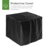 Best Choice Products 28in Propane Gas Fire Pit Table 50,000 BTU Outdoor Wicker w/ Glass Beads, Tank Holder Brown