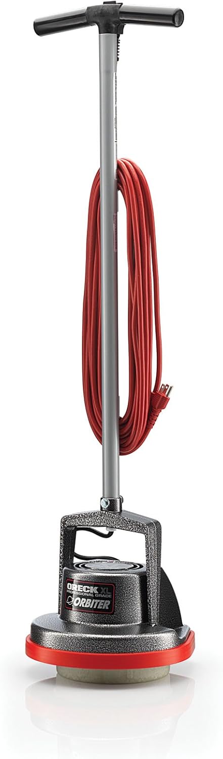 39e3ce17fc8c4944a8e791925b244be7 Commercial Orbiter Hard Floor Cleaner Machine, Multi-Purpose Floor Cleaning, Random Orbital Drive, Wide Cleaning Path, 50-Foot Long Cord, ORB550MC, Gray/Red-Oreck
