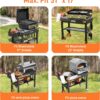 Portable Outdoor Grill Table, Folding Grill Cart Solid and Sturdy, Blackstone Griddle Stand Large Space, Blackstone Table with Paper Towel Holder, Grill Stand for Blackstone Griddle, Ninja Grills etc
