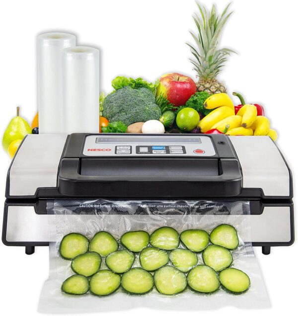 3b4ca71880f84a2f979d7196b18d9067 Nesco Deluxe Food VS-12 Vacuum Sealer, 130 Watts, Kit Bags & Viewing Lid