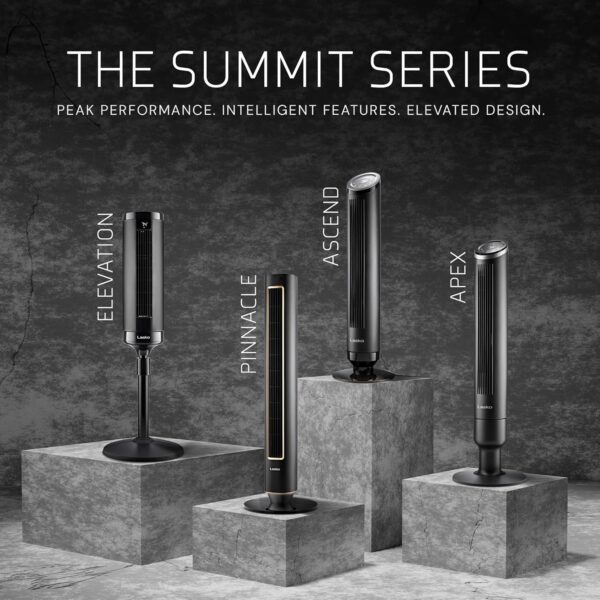 3b9980191e9e49e0b381a02eaa49b345 LASKO Elevation 42”-54” Adjustable Height Pedestal Tower Fans for Home, 31 ft/s Airflow, Quiet 28 dB on Low, 90° Oscillation, 12 Hour Timer, Remote Control, Black, EST100