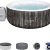 Bestway SaluSpa Fiji AirJet Large Round 2 to 4 Person Inflatable Hot Tub Portable Outdoor Spa with 120 AirJets and EnergySense Cover, Grey