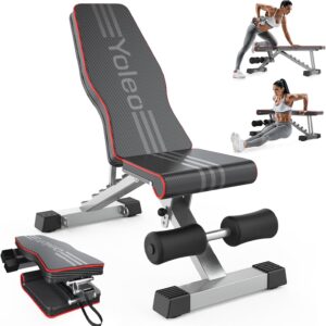 Yoleo Adjustable Weight Bench for Full Body Workout, Foldable Bench Press Bench