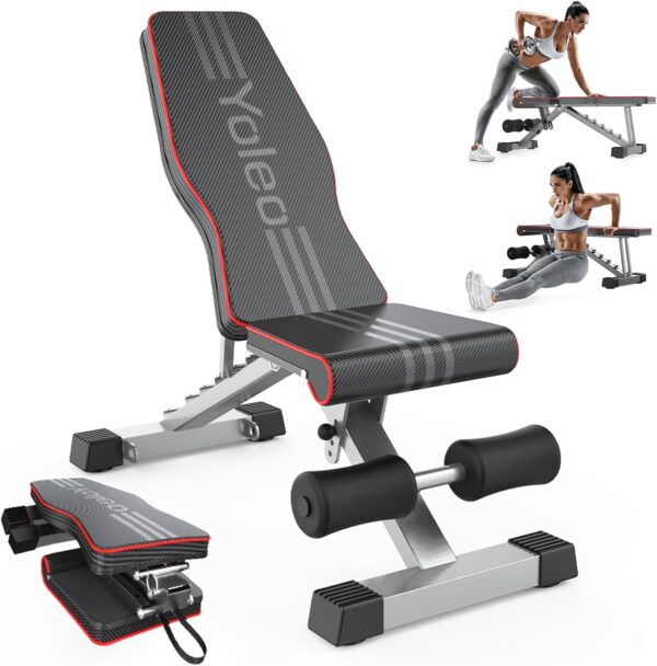 3c76526f0f27449ab5f1779a1f09df19 Yoleo Adjustable Weight Bench for Full Body Workout, Foldable Bench Press Bench