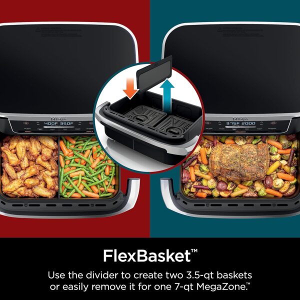 3cb1cb4a13d44dbeaa7d4c3320285a25 DZ401 Foodi 10 Quart 6-in-1 DualZone XL 2-Basket Air Fryer with 2 Independent Frying Baskets, Match Cook & Smart Finish to Roast, Broil, Dehydrate for Quick, Easy Family-Sized Meals, Grey