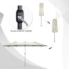 15ft Patio Umbrella with Solar Lights, Large Double Umbrella Outdoor, Rectangle 180''x106'' Umbrellas with 156 PCS LED Lights and Crank Handle for Backyard Deck Pool Shade in Black(1.9" Pole)