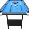 Hathaway Fairmont 6 Ft Portable Pool Table, Adults Folding Billiards Tables for Game Room with Easy Foldable Storage, Includes Full Set of Billiard Balls, Cues, Chalk & Brush