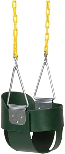 3e137cc0499042cfb824bdf0b56272dd Eastern Jungle Gym Heavy-Duty High Back Full Bucket Toddler Swing Seat | Coated Swing Chains Fully Assembled | Green Swing Set Accessory