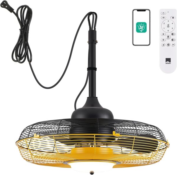 3ed4240e18ac48b6aa94752fb1fea0c9 Outdoor Ceiling Fan with Light, Plug in Ceiling Fan with Remote, Gazebo Fans Outdoor Hanging for Patios Waterproof, Wet Rated Hanging Fan with App Control