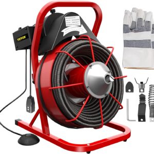 Electric Drain Cleaner Machine by [Brand], 75 Ft x 3/8 Inch, Fits 1-4 Inch Pipes, Portable with 4 Cutters, Powerful Plumbing Tool for Clogs