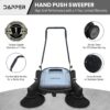 Walk-Behind Outdoor Hand Push Floor Sweeper - 5.25 Gallon Capacity - 25.5" Sweeping Width - Sweeps up to 27,900 ft² / Hour, Grey
