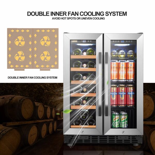 3f4e3f74ab63466c951696821a462d49 Lanbo - Freestanding/Built-In 23.4'' width 18 Bottle 56 Can Dual Zone Combo Wine and Beverage Cooler - Black