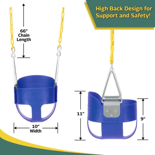 3fa94adffee24299ab5230d671b3f5e2 Eastern Jungle Gym Heavy-Duty High Back Full Bucket Toddler Swing Seat | Coated Swing Chains Fully Assembled | Green Swing Set Accessory