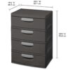 Sterilite 4 Drawer Plastic Storage Unit, Flat Gray, Heavy-Duty, BPA-Free