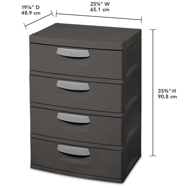 401fbb7548da4233aa7dc8273066abd9 Sterilite 4 Drawer Plastic Storage Unit, Flat Gray, Heavy-Duty, BPA-Free