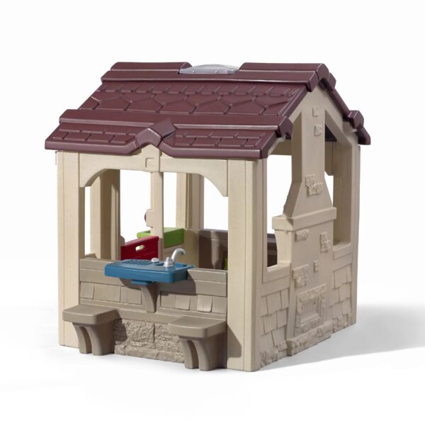 Step2 Charming Cottage Brown Toddler Plastic Playhouse for Kids Outdoor Toys