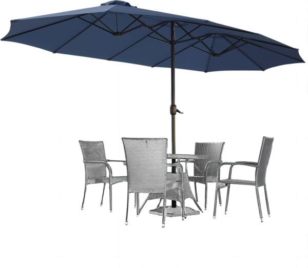 40677da8af1f47c3844d0c3e971dbc54 15ft Patio Umbrella with Solar Lights, Large Double Umbrella Outdoor, Rectangle 180''x106'' Umbrellas with 156 PCS LED Lights and Crank Handle for Backyard Deck Pool Shade in Black(1.9" Pole)