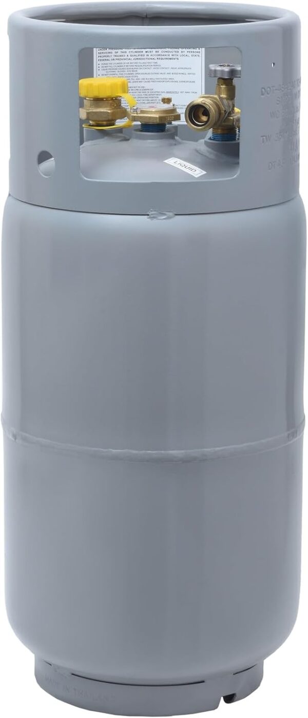 4076ee5113304b32bd01c6389b8a7652 Steel Forklift Propane Tank Cylinder with Built-in Gauge, Gray-Flame King