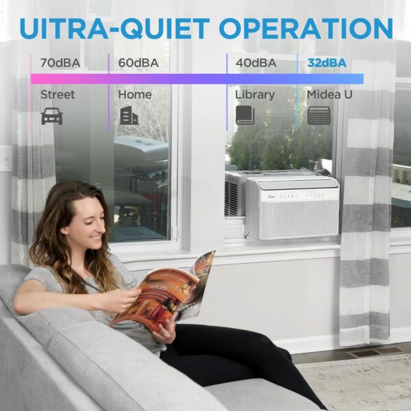 4107cf852e3847fcacfa3f4718942585 8,000 BTU U-Shaped Smart Inverter Air Conditioner – Cools up to 350 Sq. Ft., Ultra Quiet with Open Window Flexibility, Compatible with Alexa, 35% Energy Savings, Remote Control (Renewed)