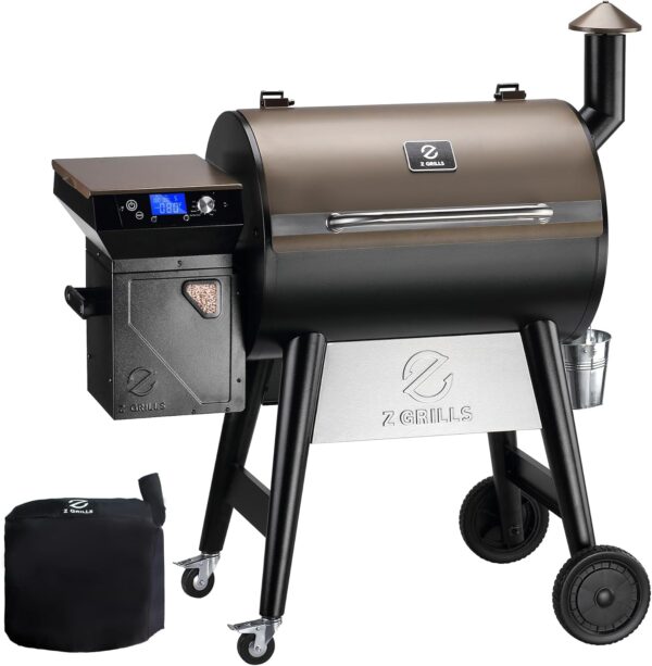 414d5e84f9f1448fad863c8eba7bdb67 Wood Pellet Grill Smoker with 552 Cooking Area & Front Shelf for Outdoor BBQ, Smoke, Bake and Roast, 550C