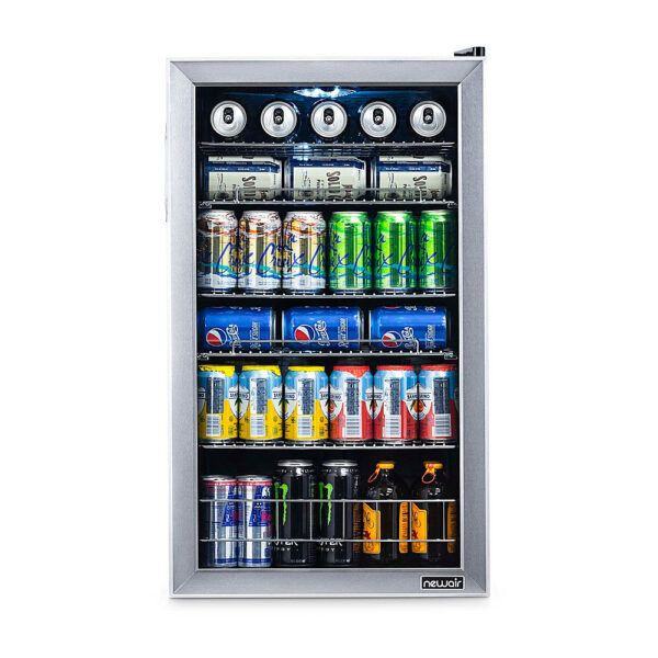 416a4558d7d2451f98f817005a80ad1f NewAir - 126-Can Beverage Cooler with Adjustable Shelves and 7 Temperature Settings for Kitchen, Game Room, and Home Office - Stainless Steel