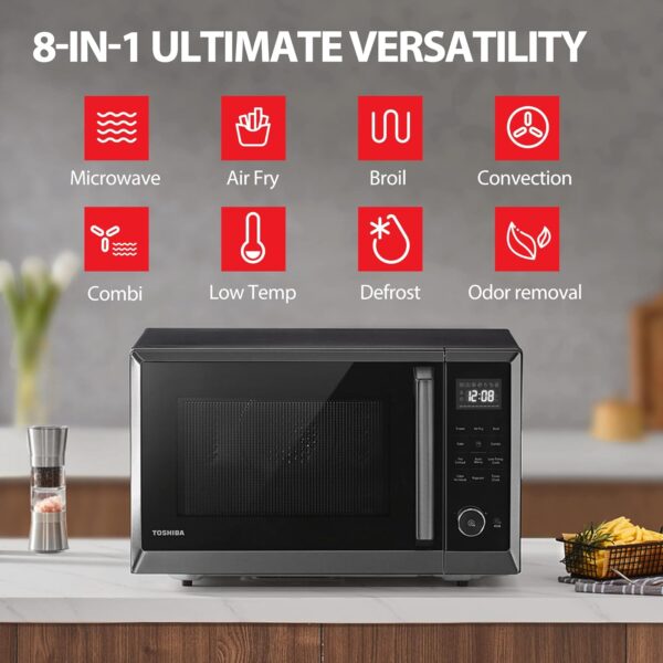 41f5b31486a34167a9f1f4126fac92a9 Air Fryer Combo 8-in-1 Countertop Microwave Oven, with Convection, Broil, Odor Removal Mode, 12.4" Position Memory Turntable, Child-Lock, 1.0 Cu.ft, Black Stainless Steel, ML2-EC10SA(BS)