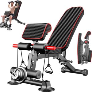 Adjustable Weight Bench - Utility Weight Benches for Full Body Workout, Foldable Flat