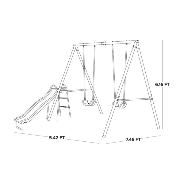 Sportspower Power Play Time Metal Swing Set with 2 Swings and Lifetime Warranty on Blow Molded Slide