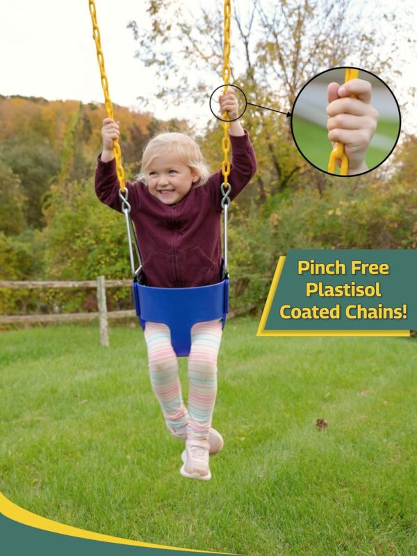 42b96ae78d7548e9b1d79fdff371b4cb Eastern Jungle Gym Heavy-Duty High Back Full Bucket Toddler Swing Seat | Coated Swing Chains Fully Assembled | Green Swing Set Accessory