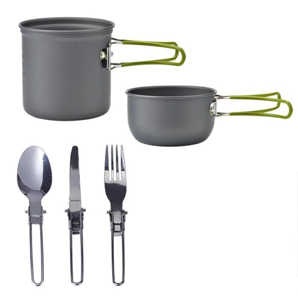4337ab289acd49fa8c1f7ad2e82aff4c 5PC Picnic Set Outdoor Portable Camping Pot 1-2 People Picnic Barbecue Tableware Pot