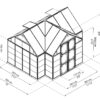 Palram - Canopia Chalet Four Season - 12' x 10' - Walk-In Hobby Greenhouse - Charcoal Gray - with 2 Roof Vents