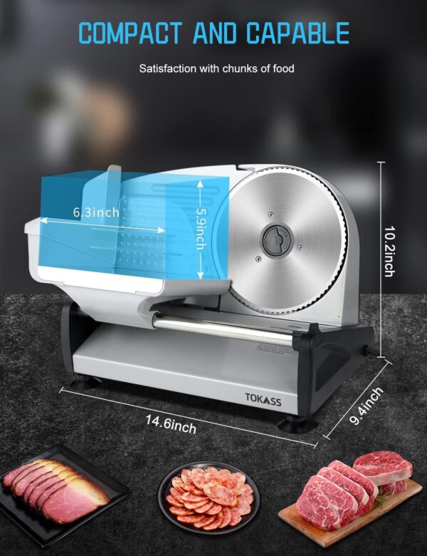43a3d0bcc36f4a08b052a681a652dcaa TOKASS Electric Deli Food Slicer with 7.5’’ Stainless Steel Blade