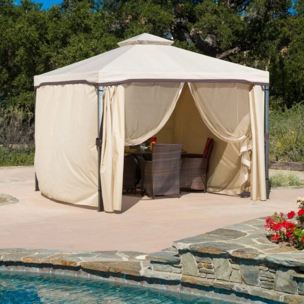 44b882b861a5461fb2e13f5f26812626 Christopher Knight Home Skyline Fabric Gazebo by Beige