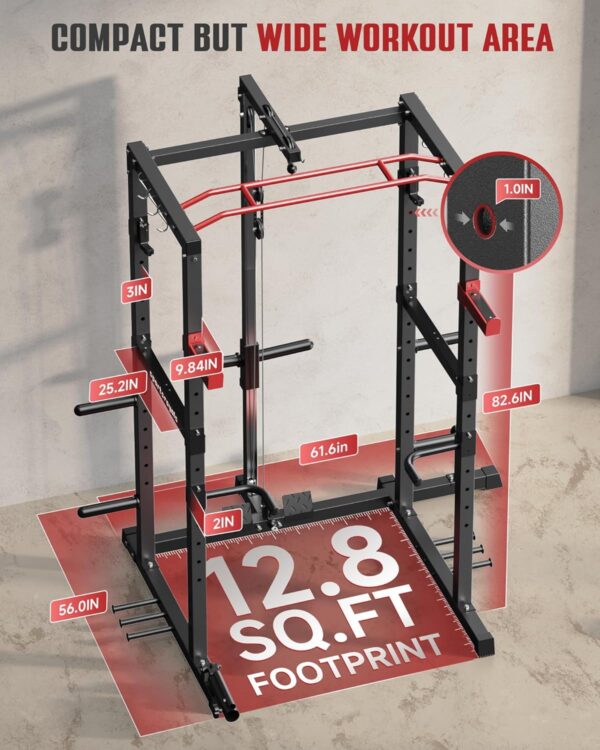 44c38dd8135d48d0a1e77b1c8906db99 Sportsroyals Power Cage,1600lbs Multi-Function Power Rack with Adjustable Cable Crossover System and More Training Attachment, Weight Cage for Home Gym