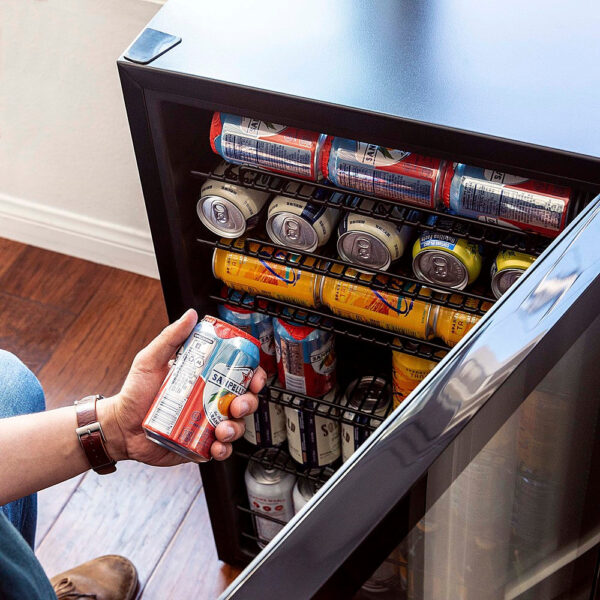 44c84e29c9394a6da82413cbf35662e6 NewAir - 126-Can Beverage Cooler with Glass Door, Adjustable Shelves, 7 Temperature Settings and Lock - Black