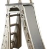 Confer Plastics 7200 Roll Guard 48" to 56" Adjustable A Frame Safety Ladder for Above Ground Outdoor Patio Swimming Pool Platform Ladder with Step Barrier, Warm Grey…
