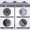 15ft Patio Umbrella with Solar Lights, Large Double Umbrella Outdoor, Rectangle 180''x106'' Umbrellas with 156 PCS LED Lights and Crank Handle for Backyard Deck Pool Shade in Black(1.9" Pole)