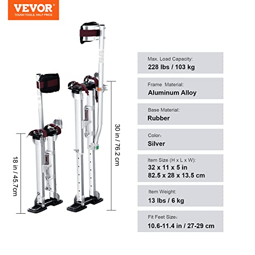 4526bd8ae94449509eb25eb3d528d146 VEVOR Drywall Stilts, 18''-30'' Adjustable Aluminum Tool Stilts with Protective Knee Pads