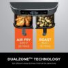 DZ401 Foodi 10 Quart 6-in-1 DualZone XL 2-Basket Air Fryer with 2 Independent Frying Baskets, Match Cook & Smart Finish to Roast, Broil, Dehydrate for Quick, Easy Family-Sized Meals, Grey