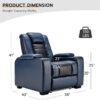 Power Home Theater Seating Set of 3, Brown Faux Leather Electric Recliner Chair with Powered Headrest, Dual Motors Movie Reclining Chairs with LED Lights,USB Port,Cup Holders, Hidden Arm Storage