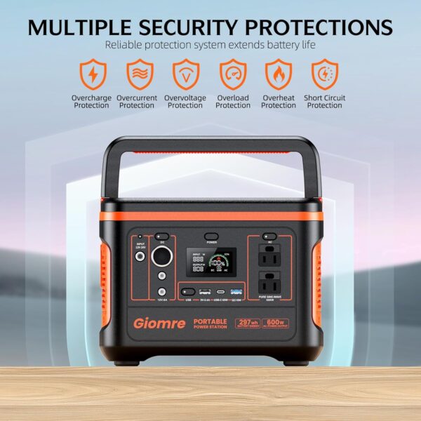 455023e643334badb3f7b4a3995d36dd Portable Power Station, 297Wh Backup Lithium Battery Generator with 600W AC Output and 100W Fast Charging, Solar Generator for Outdoors Camping, Travel Emergency, Home Blackout