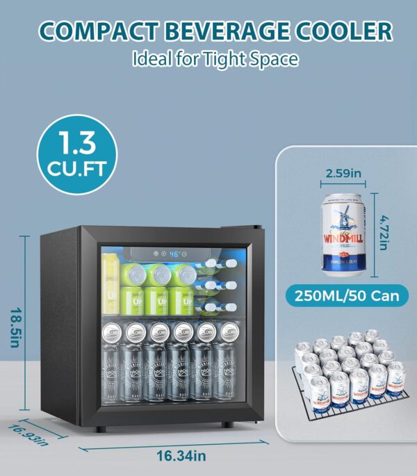 45883ecb1f2a44edb2ef6c72cf3816d4 Mini Fridge 130 Can Beverage Refrigerator Cooler, 3.2 Cu.Ft Drink Fridge for Soda Wine Beer, Adjustable Temperature Control for Home Office, Black