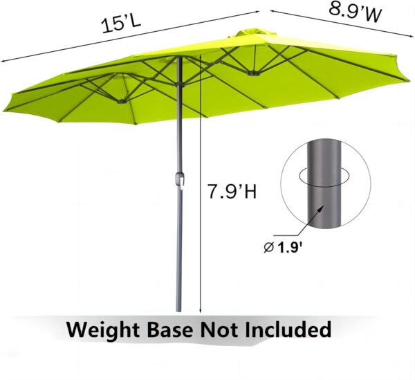 45c1d80855dd448fb7c4e25ad63e3aff 15ft Patio Umbrella with Solar Lights, Large Double Umbrella Outdoor, Rectangle 180''x106'' Umbrellas with 156 PCS LED Lights and Crank Handle for Backyard Deck Pool Shade in Black(1.9" Pole)