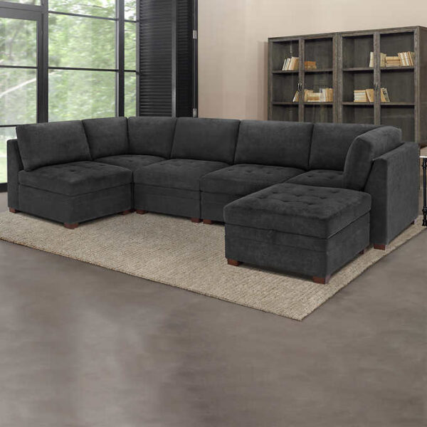 45e333439aec4c6e9803c4b2e1412463 Thomasville Tisdale Fabric Sectional with Storage Ottoman