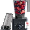 Chefman Obliterator 48 oz Countertop Blender for Smoothies, 1380W Motor to Crush Ice, Nuts, and Frozen Fruit with Stainless Steel Blade, Auto Blend Function, Includes 20 oz Travel Jar - Midnight